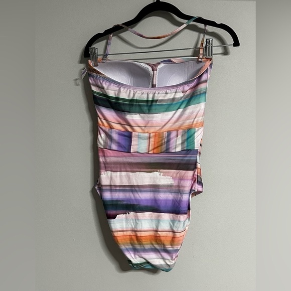 La Blanca Ocean Tides Bandeau Mio Swimsuit 6 Built in Bra Halter Retro #LB1JA10 - Picture 6 of 15